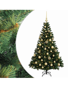 Albero di Natale Artificiale con Palline 150 cm 150 LED 2