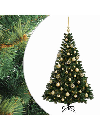 Albero di Natale Artificiale con Palline 150 cm 150 LED