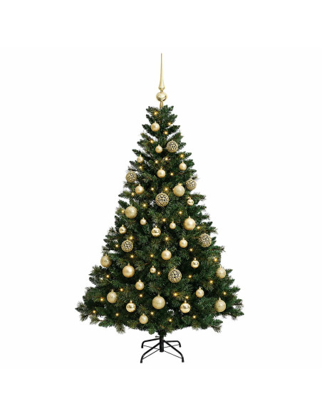 Albero di Natale Artificiale con Palline 150 cm 150 LED