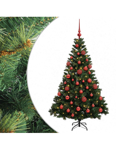 Albero di Natale Artificiale con Palline 150 cm 150 LED