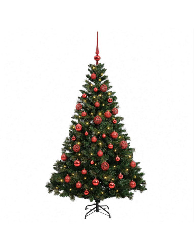 Albero di Natale Artificiale con Palline 150 cm 150 LED