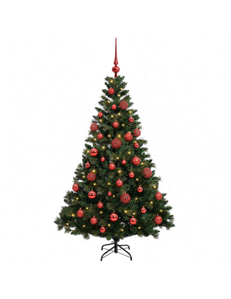 Albero di Natale Artificiale con Palline 150 cm 150 LED