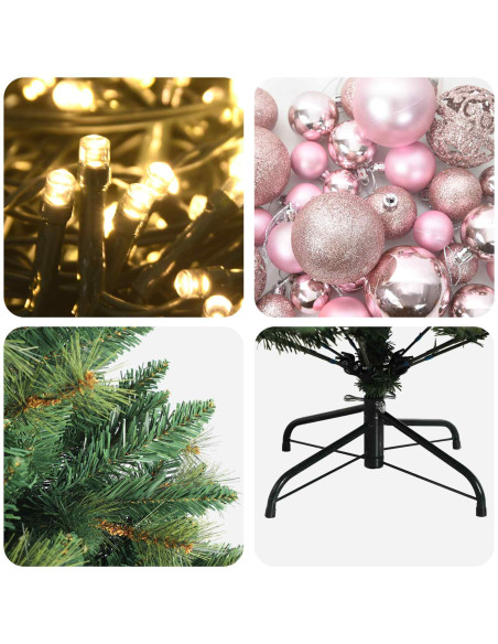 Albero di Natale Artificiale con Palline 180 cm 300 LED