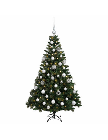 Albero di Natale Artificiale con Palline 150 cm 150 LED