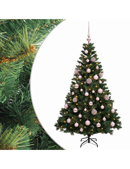 Albero di Natale Artificiale con Palline 150 cm 150 LED