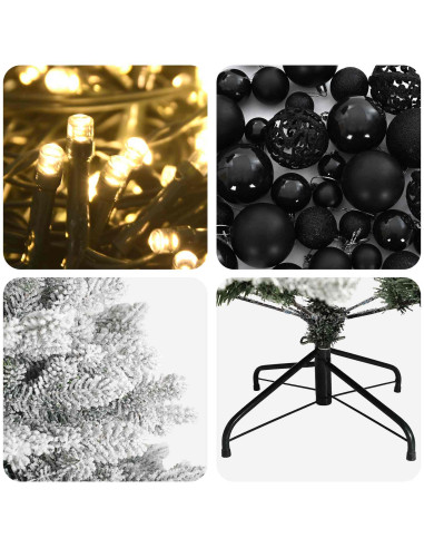 Albero di Natale artificiale con palline 180 cm 300 LED