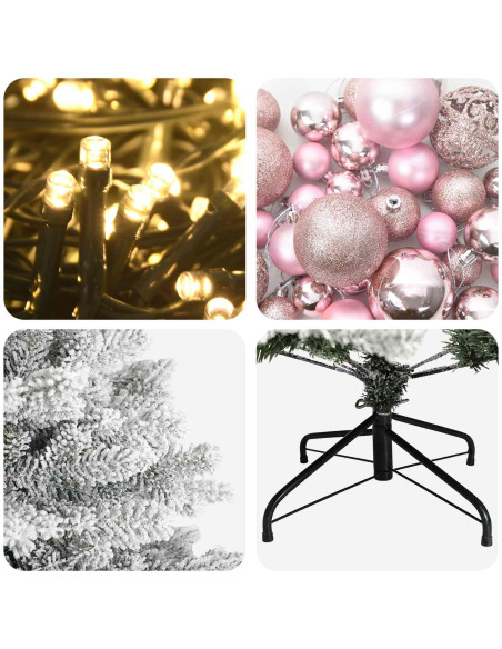 Albero di Natale Artificiale con Palline 180 cm 300 LED
