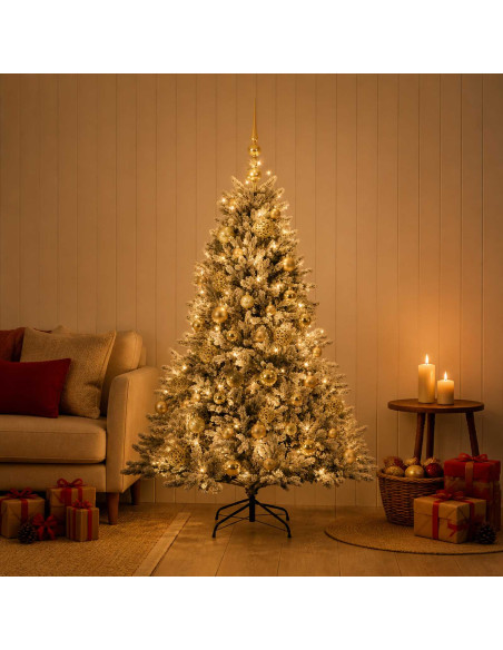 Albero di Natale artificiale con palline 120 cm 150 LED