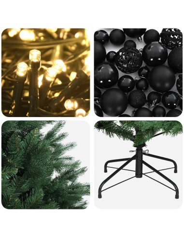 Albero di Natale artificiale con palline 180 cm 300 LED