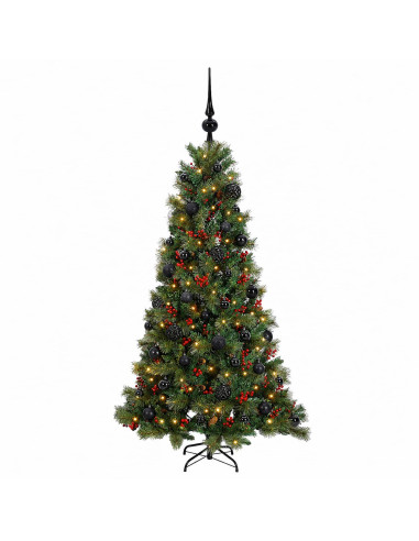 Albero di Natale artificiale con palline 150 cm 150 LED