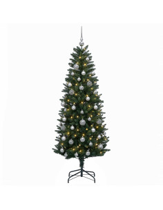 Albero di Natale Artificiale con Palline 120 cm 150 LED 2