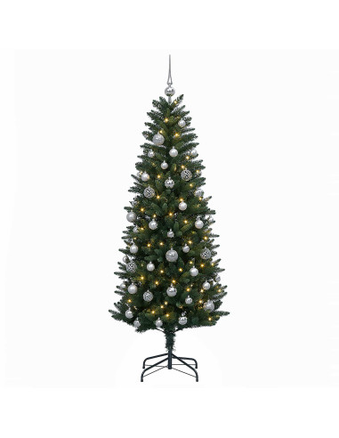 Albero di Natale Artificiale con Palline 120 cm 150 LED