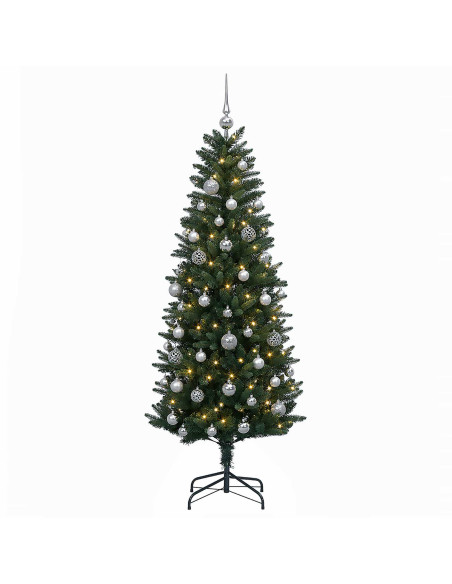 Albero di Natale Artificiale con Palline 120 cm 150 LED