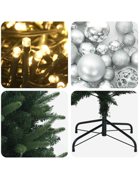 Albero di Natale Artificiale con Palline 120 cm 150 LED