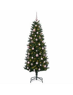 Albero di Natale Artificiale con Palline 120 cm 150 LED 2