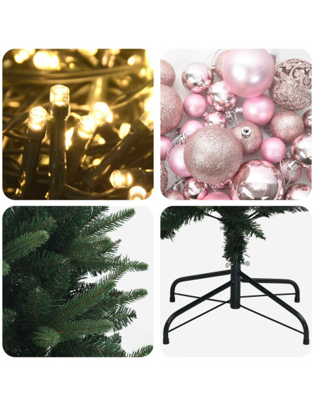 Albero di Natale Artificiale con Palline 120 cm 150 LED