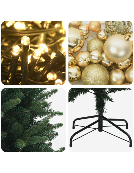 Albero di Natale Artificiale con Palline 120 cm 150 LED