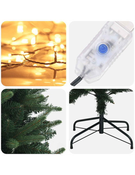 Albero di Natale Artificiale con Rami Pieghevoli 120 cm 150 LED