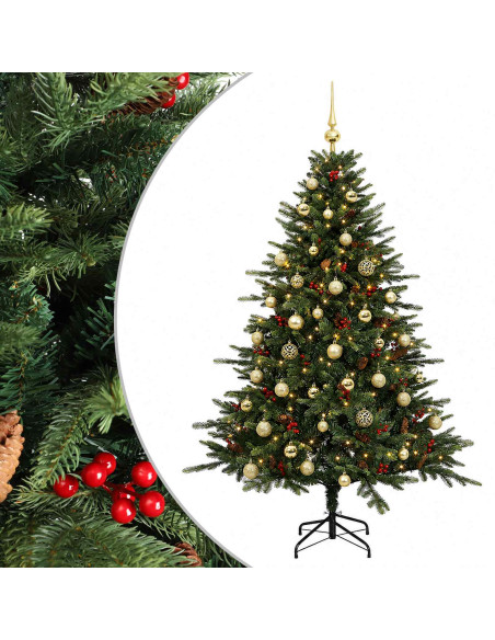 Albero di Natale artificiale con palline 150 cm 150 LED