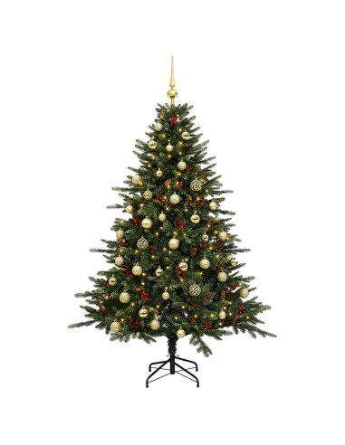 Albero di Natale artificiale con palline 150 cm 150 LED