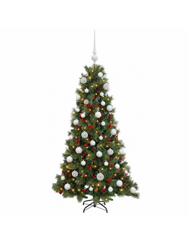 Albero di Natale artificiale con palline 150 cm 150 LED