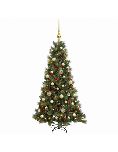Albero di Natale artificiale con palline 150 cm 150 LED