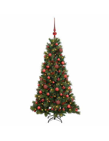 Albero di Natale artificiale con palline 150 cm 150 LED