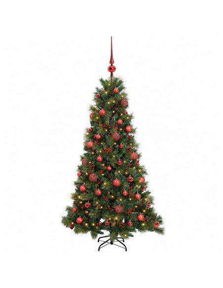 Albero di Natale artificiale con palline 150 cm 150 LED