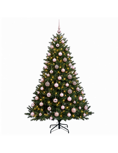 Albero di Natale artificiale con palline 180 cm 300 LED