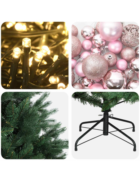 Albero di Natale artificiale con palline 180 cm 300 LED