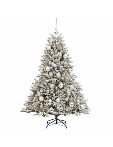 Albero di Natale artificiale con palline 120 cm 150 LED