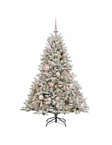 Albero di Natale artificiale con palline 120 cm 150 LED