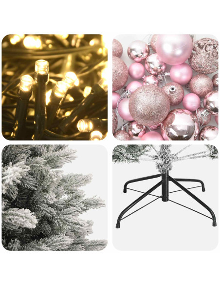 Albero di Natale artificiale con palline 120 cm 150 LED