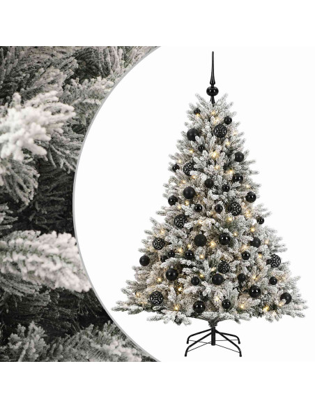 Albero di Natale artificiale con palline 120 cm 150 LED