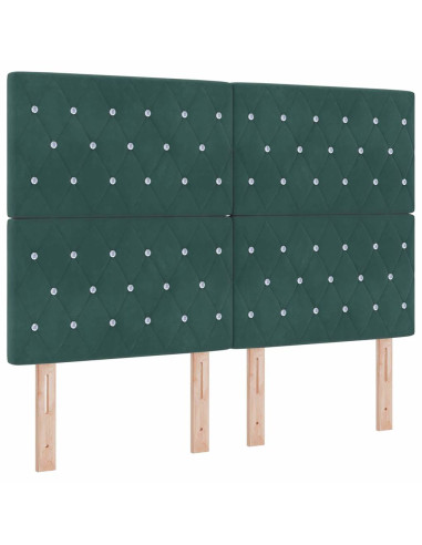 Letto a Sorgente LED Verde Scuro 160 x 200 cm Velluto