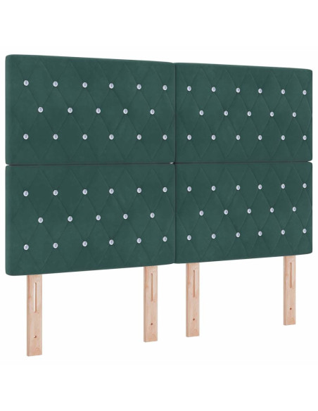 Letto a Sorgente LED Verde Scuro 160 x 200 cm Velluto