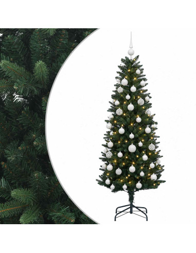 Albero di Natale Artificiale con Palline 120 cm 150 LED