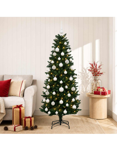 Albero di Natale Artificiale con Palline 120 cm 150 LED