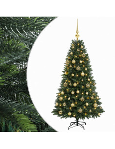 Albero di Natale Artificiale con Palline 120 cm 150 LED 2