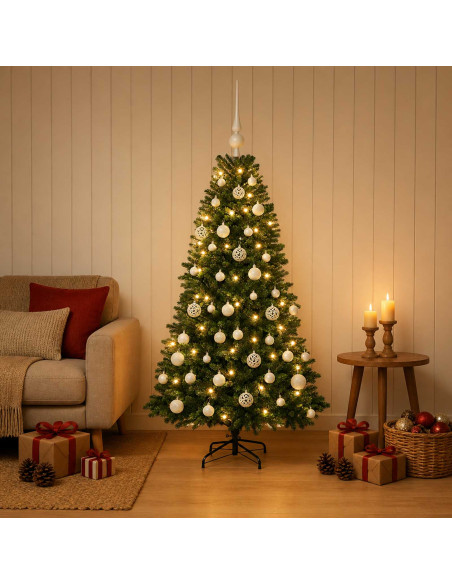 Albero di Natale Artificiale con Palline 120 cm 150 LED