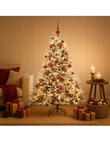 Albero di Natale artificiale con palline 120 cm 150 LED