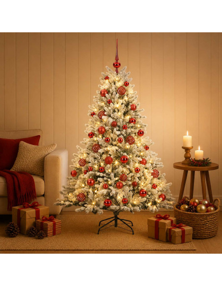 Albero di Natale artificiale con palline 120 cm 150 LED