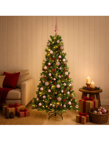Albero di Natale artificiale con palline 150 cm 150 LED