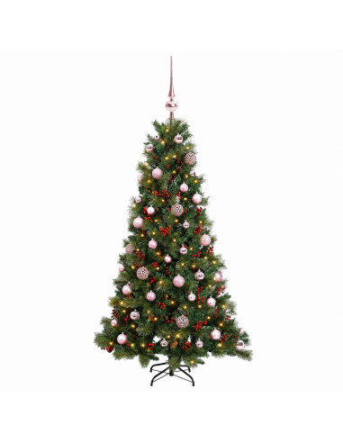 Albero di Natale artificiale con palline 150 cm 150 LED