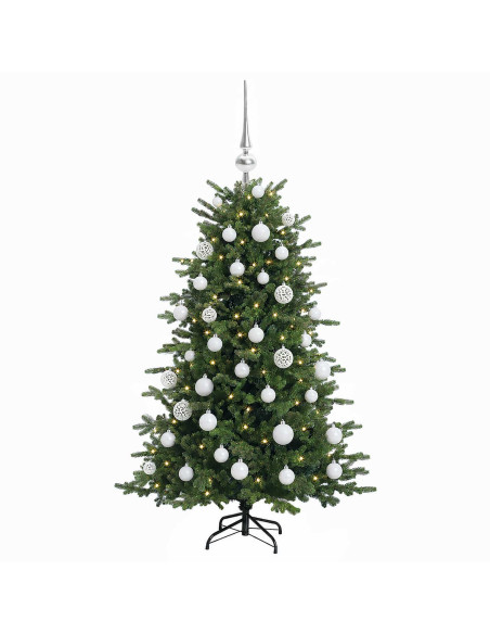 Albero di Natale artificiale con palline 150 cm 150 LED