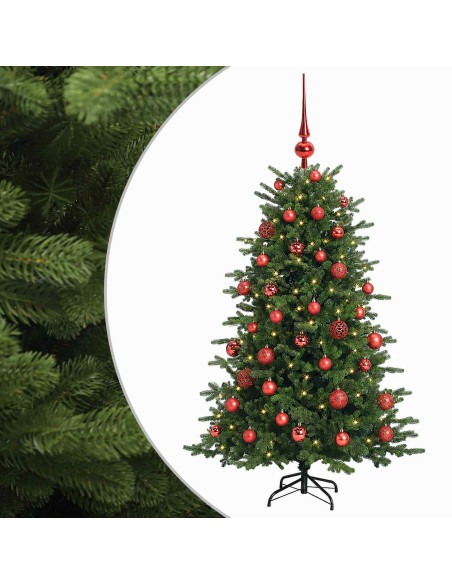 Albero di Natale artificiale con palline 150 cm 150 LED