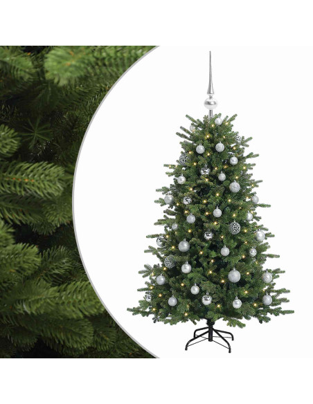 Albero di Natale artificiale con palline 150 cm 150 LED