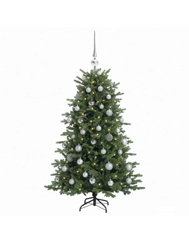 Albero di Natale artificiale con palline 150 cm 150 LED