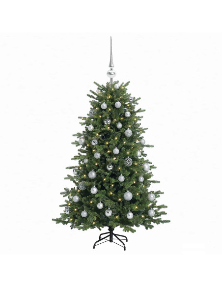 Albero di Natale artificiale con palline 150 cm 150 LED