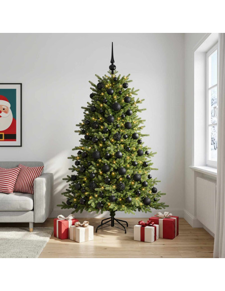 Albero di Natale artificiale con palline 180 cm 300 LED